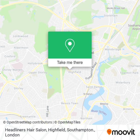 Headliners Hair Salon, Highfield, Southampton. map