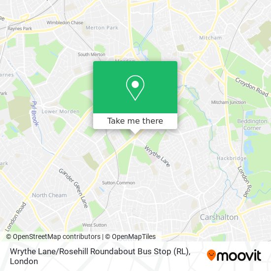 Wrythe Lane / Rosehill Roundabout Bus Stop (RL) map