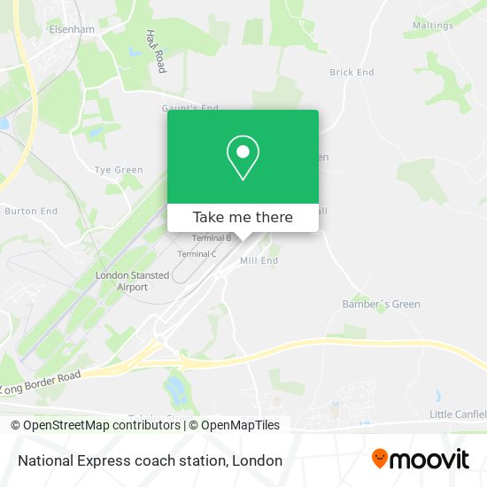 How to get to National Express coach station in Stansted by Bus, Train or  Tube?