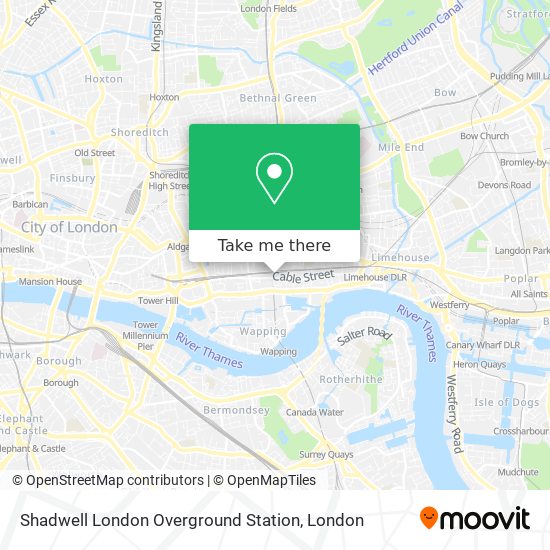 Shadwell London Overground Station map