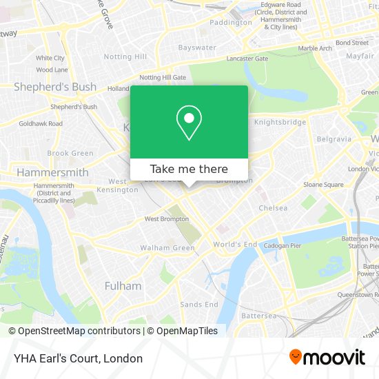 YHA Earl's Court map