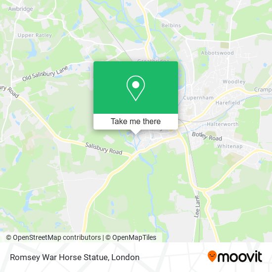 Romsey War Horse Statue map