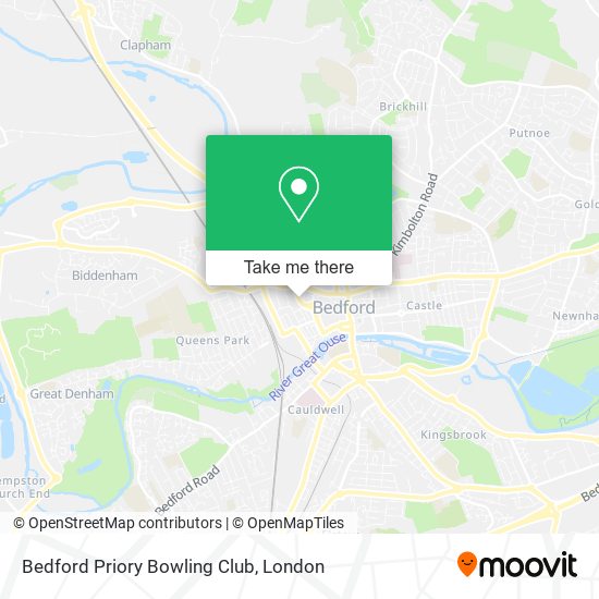 Bedford Priory Bowling Club map