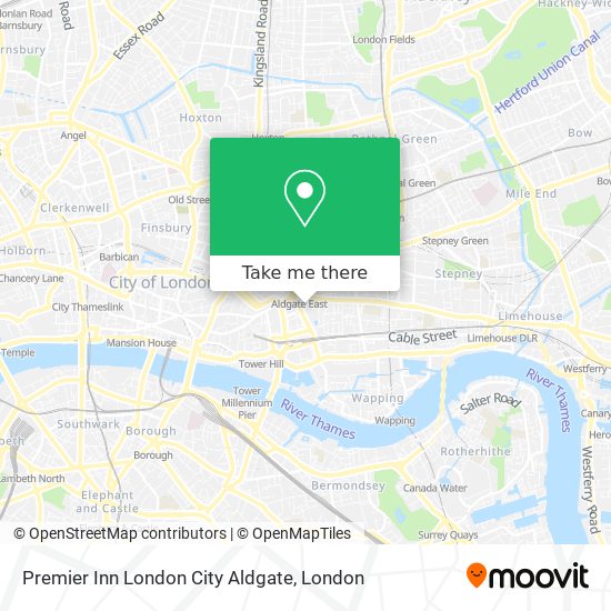 Premier Inn London City Aldgate map
