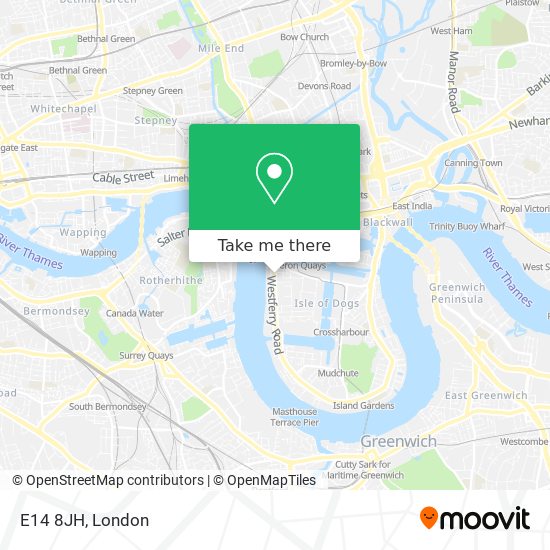 E14 8JH map