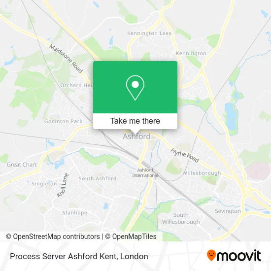 Process Server Ashford Kent map