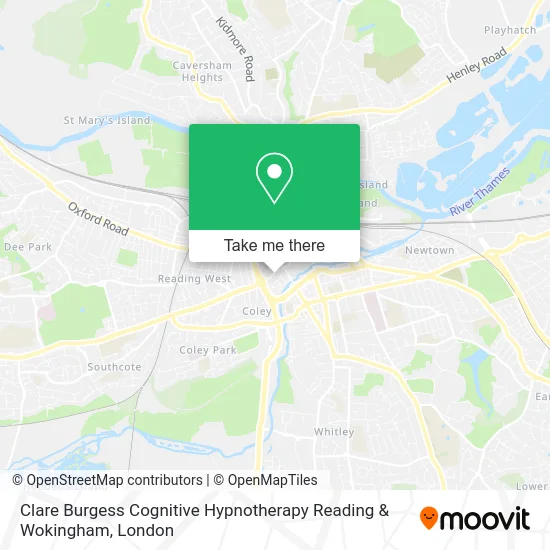 Clare Burgess Cognitive Hypnotherapy Reading & Wokingham map