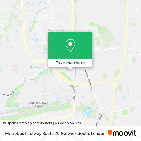Metrobus Fastway Route 20 Gatwick South map
