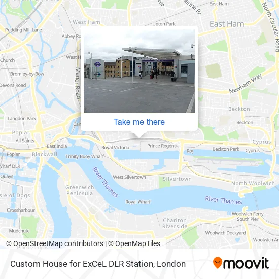 Custom House for ExCeL DLR Station map