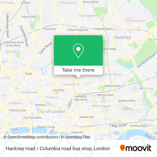 Hackney road / Columbia road bus stop map