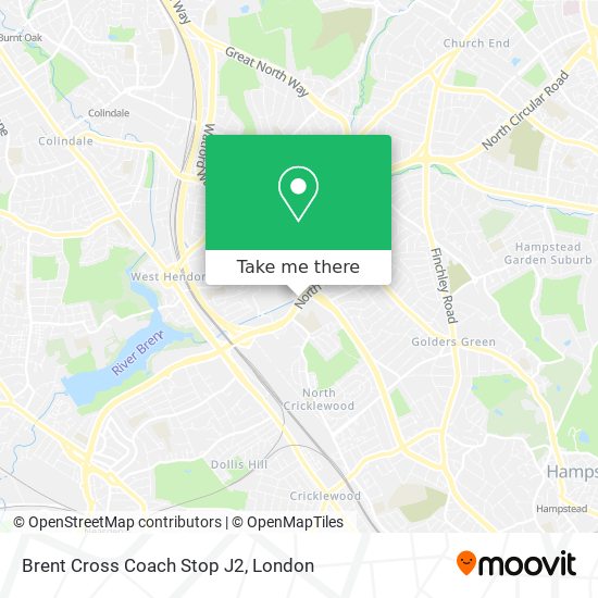 Brent Cross Coach Stop J2 map