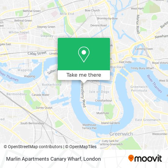 Marlin Apartments Canary Wharf map