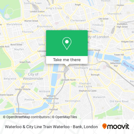 Waterloo & City Line Train Waterloo - Bank map