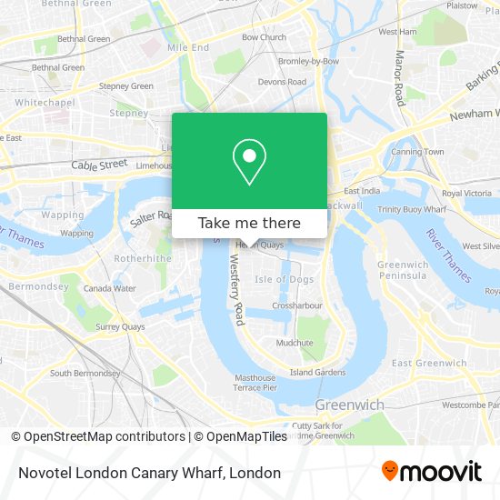 Novotel London Canary Wharf map