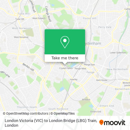 London Victoria (VIC) to London Bridge (LBG) Train map