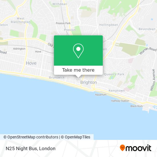 N25 Night Bus map