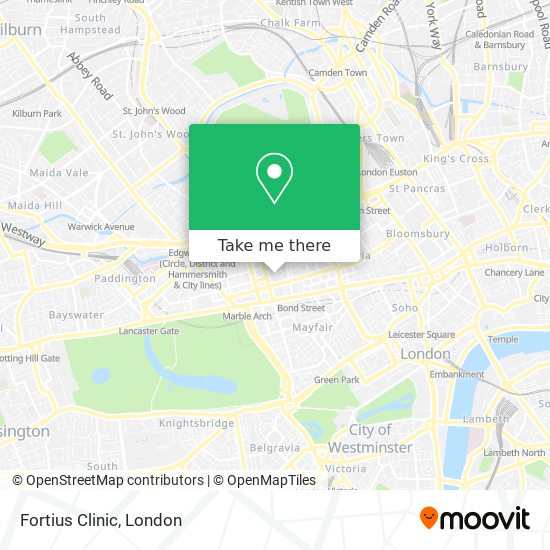 how to get to fortius clinic in marylebone by bus tube or train