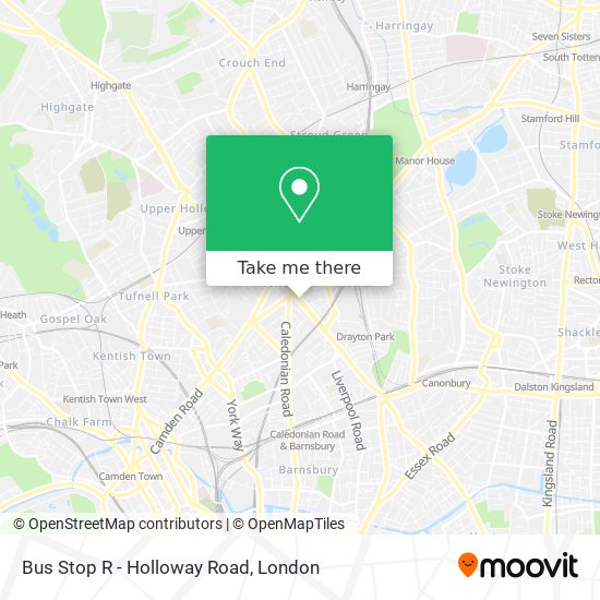 Bus Stop R - Holloway Road map