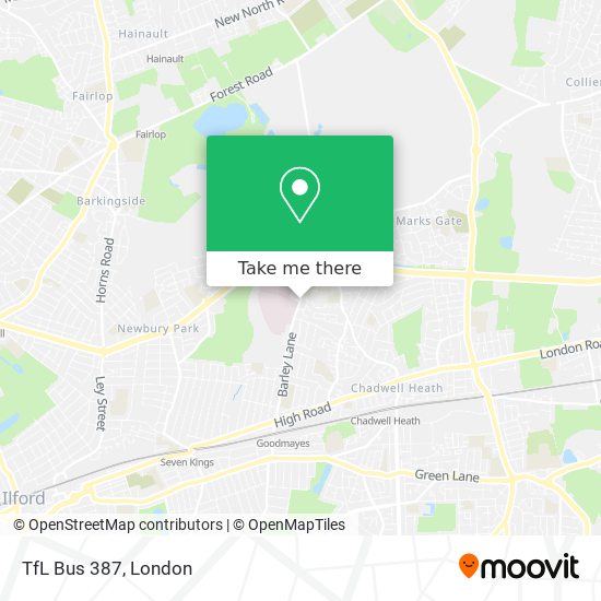 TfL Bus 387 map