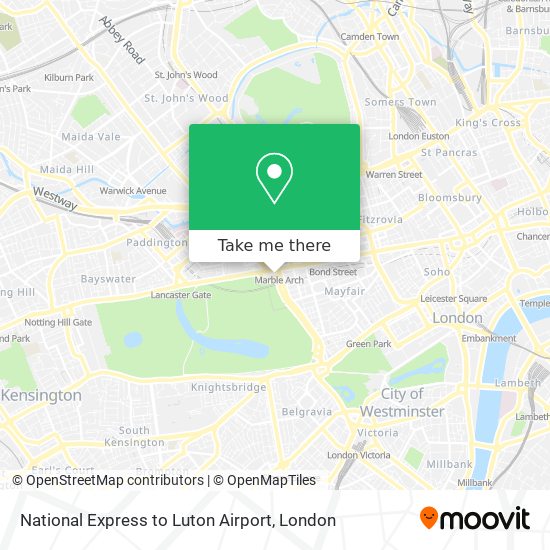 National Express to Luton Airport map
