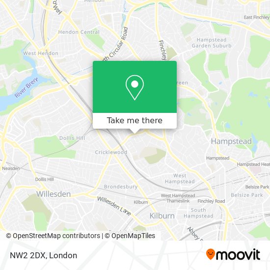 NW2 2DX map
