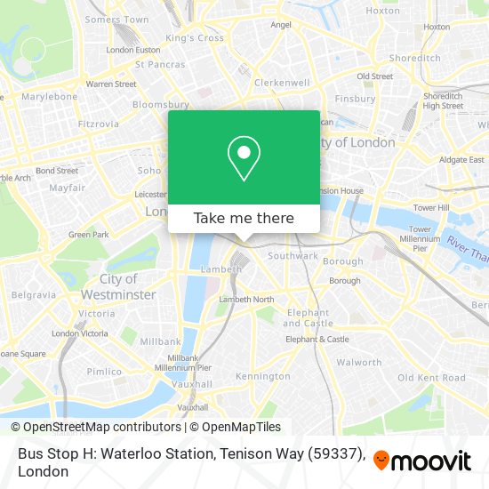 Bus Stop H: Waterloo Station, Tenison Way (59337) map