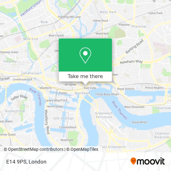 E14 9PS map