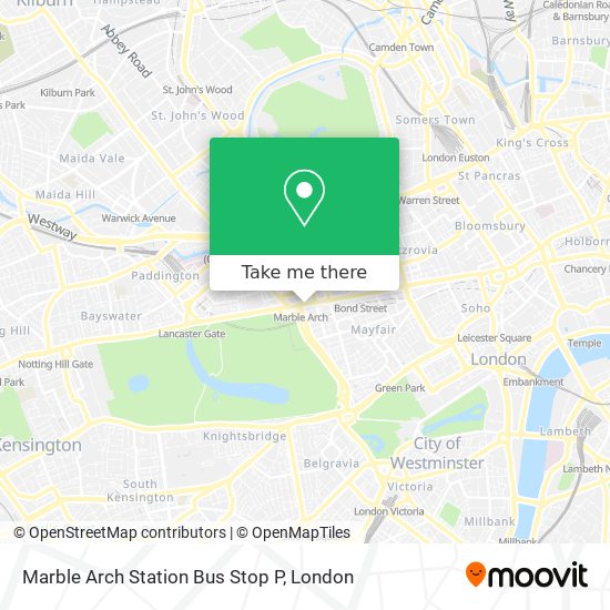 Marble Arch Station Bus Stop P map