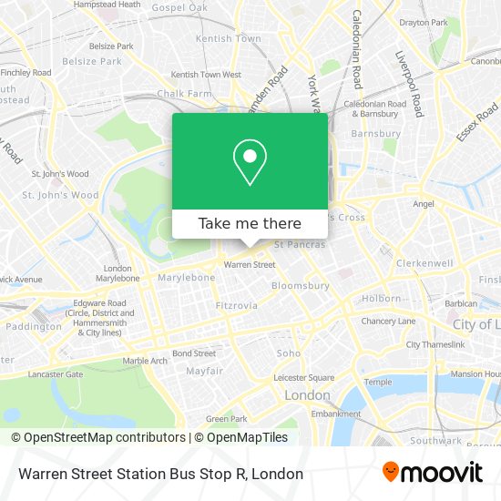Warren Street Station Bus Stop R map