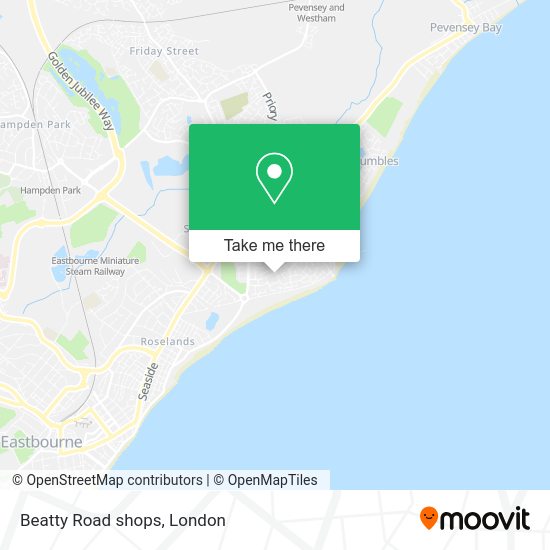 How to get to Beatty Road shops in Eastbourne by bus or train?