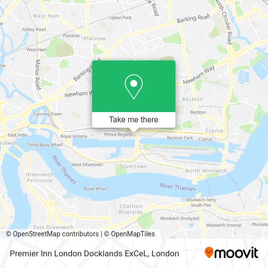 Premier Inn London Docklands ExCeL map