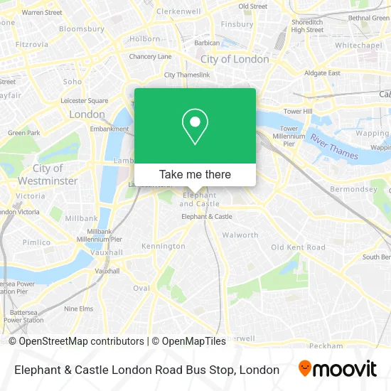 Elephant & Castle London Road Bus Stop map