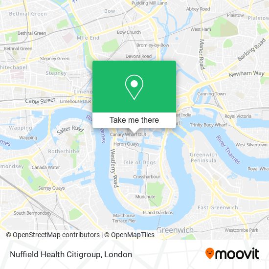 Nuffield Health Citigroup map