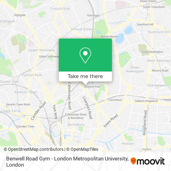 Benwell Road Gym - London Metropolitan University map