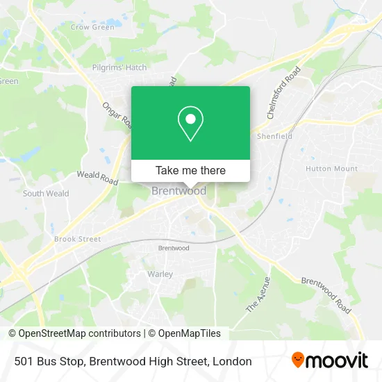 501 Bus Stop, Brentwood High Street map