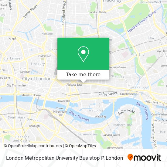 London Metropolitan University Bus stop P map