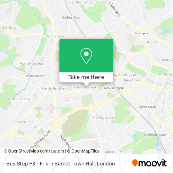 Bus Stop FX - Friern Barnet Town Hall map