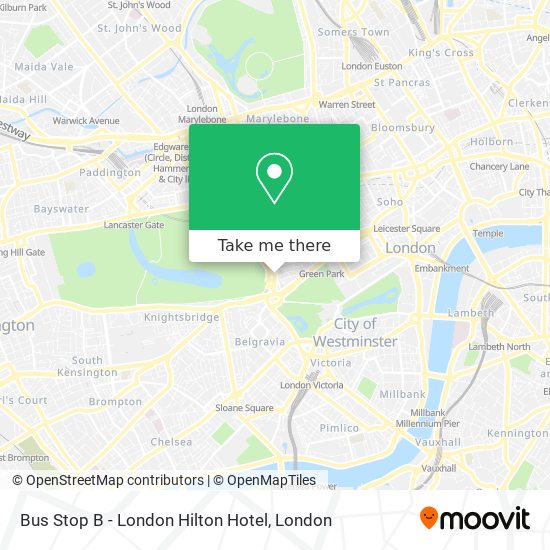 Bus Stop B - London Hilton Hotel map