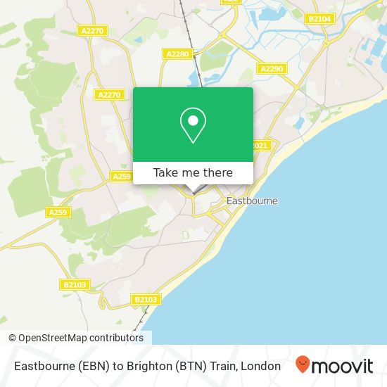 Eastbourne (EBN) to Brighton (BTN) Train map