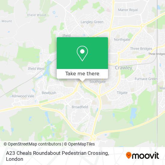 A23 Cheals Roundabout Pedestrian Crossing map
