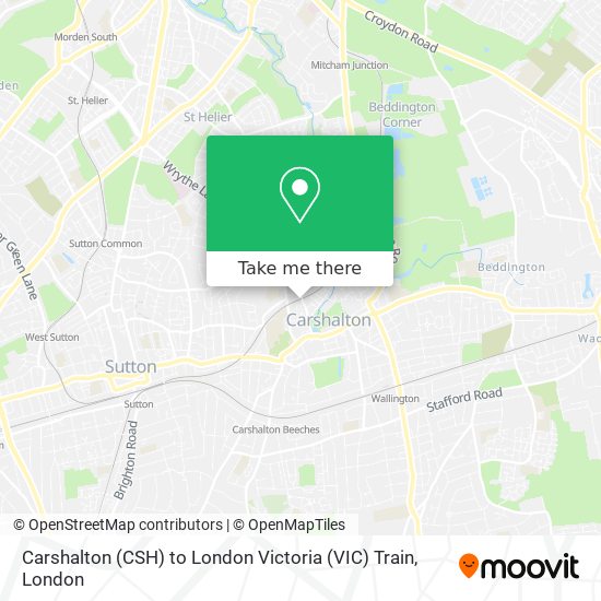 Carshalton (CSH) to London Victoria (VIC) Train map