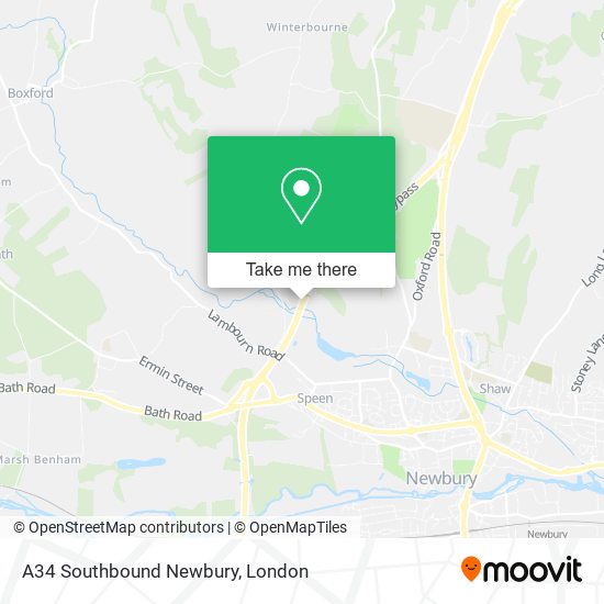 A34 Southbound Newbury map