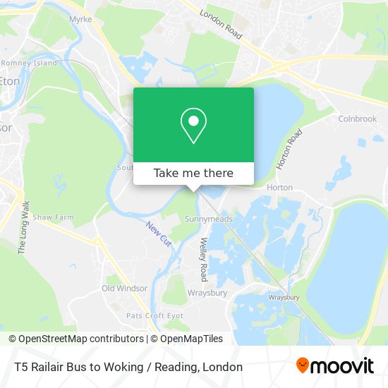 T5 Railair Bus to Woking / Reading map