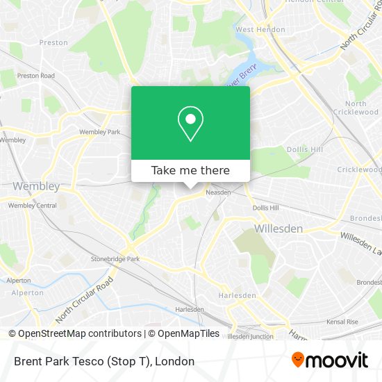 Brent Park Tesco (Stop T) map