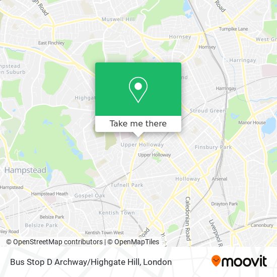 Bus Stop D Archway / Highgate Hill map