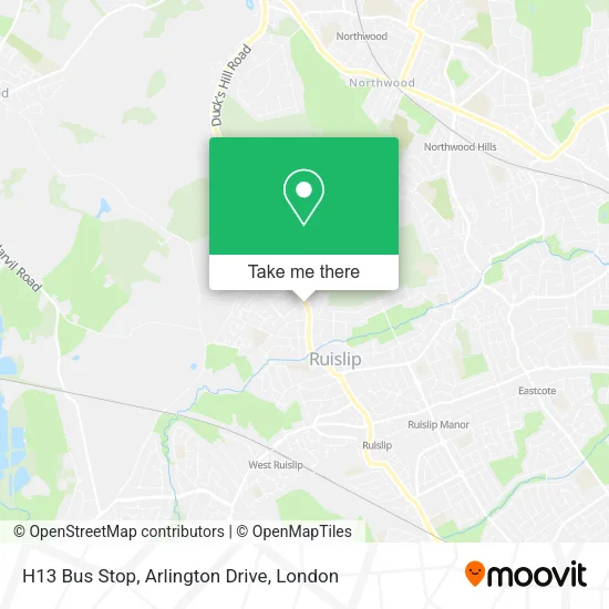 H13 Bus Stop, Arlington Drive map