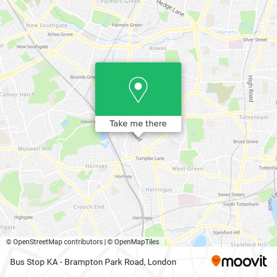 Bus Stop KA - Brampton Park Road map