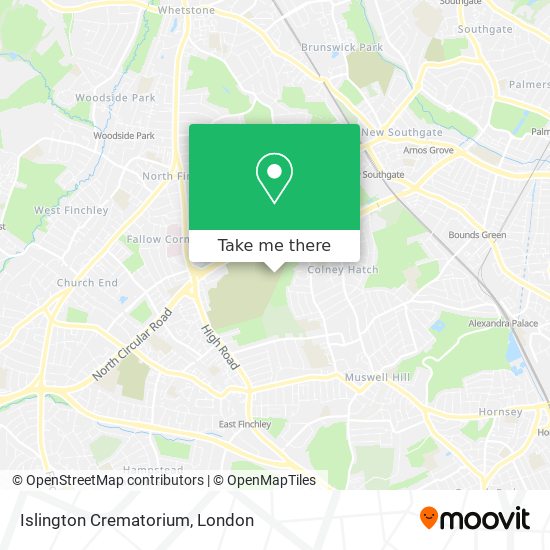 Islington Crematorium map