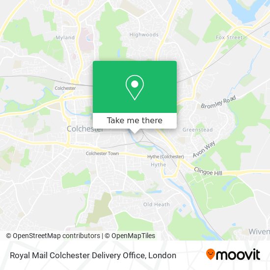 Royal Mail Colchester Delivery Office map