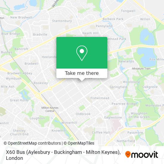 X60 Bus (Aylesbury - Buckingham - Milton Keynes) map